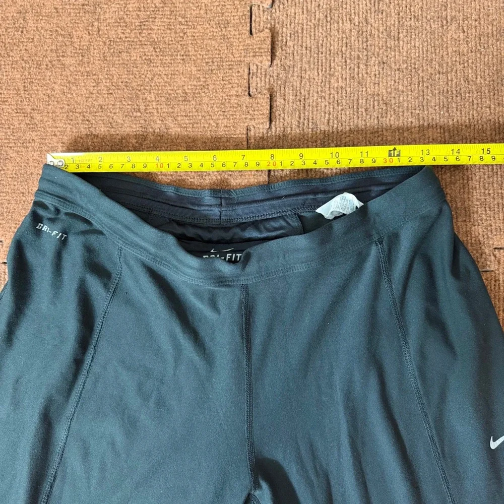 Nike Dri-FIT Women Black Running Pants Ankle Zip Reflective Athletic‎ Leggings M